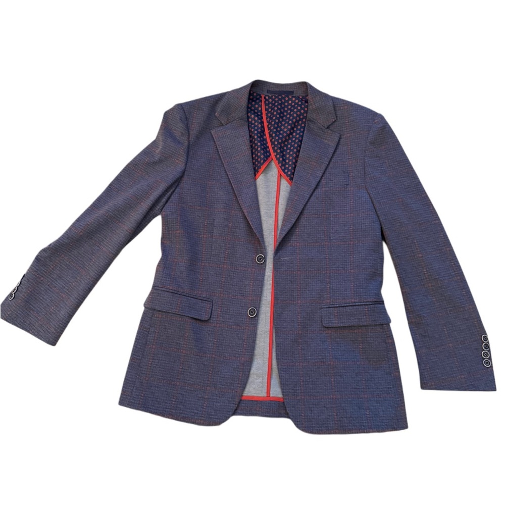 Duchamp Blue Blazer with Red Accents